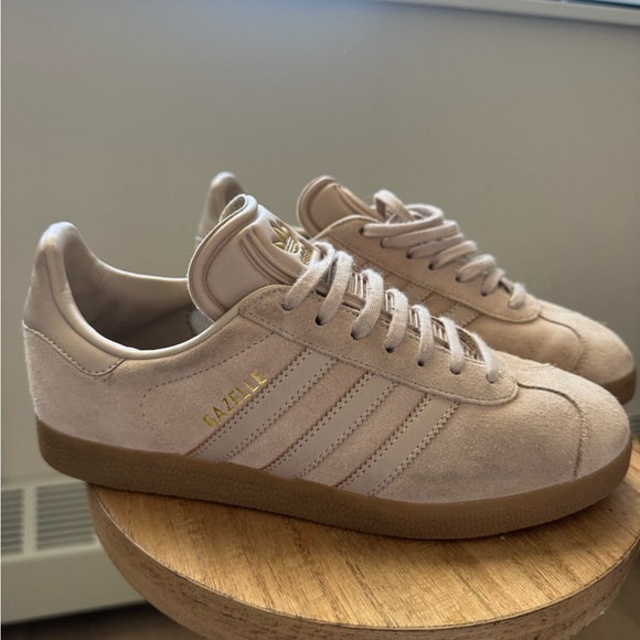 adidas Shoes - Adidas Light Tan Sneakers with Gold Accents
